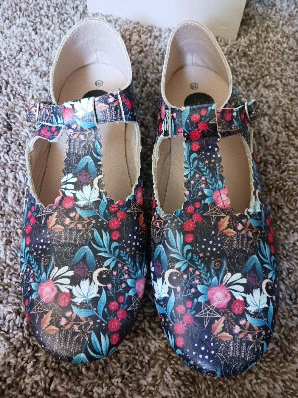Women's Gothic Witchy t-strap flats EU 39
